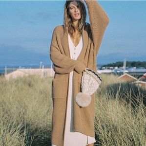 Free People Tan Long Cardigan